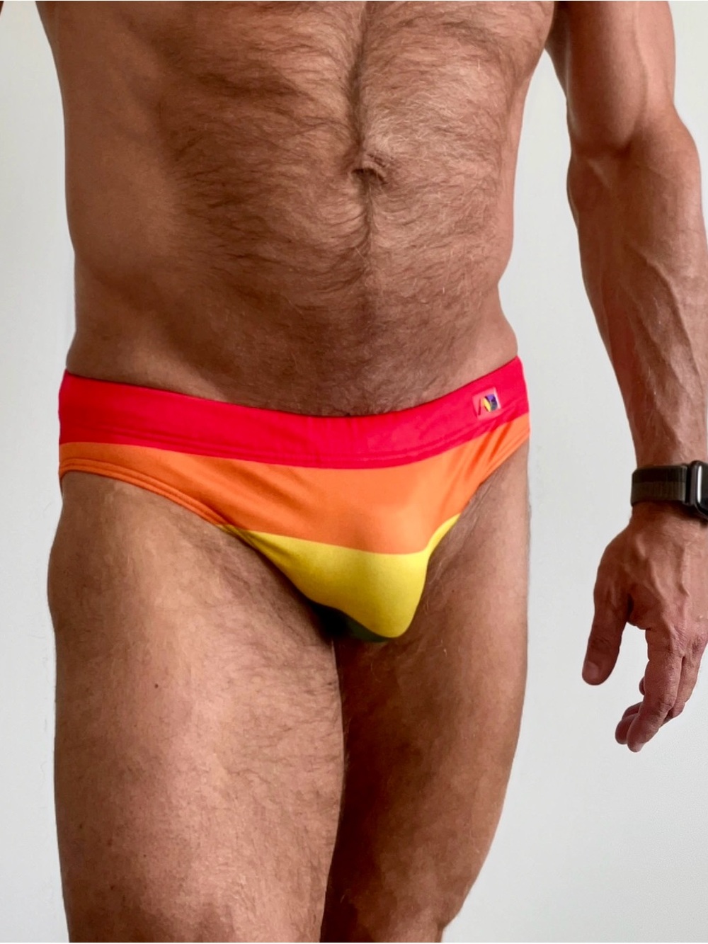 Addicted Brands Colorblock Men's Swim Brief in Red, Orange & Yellow